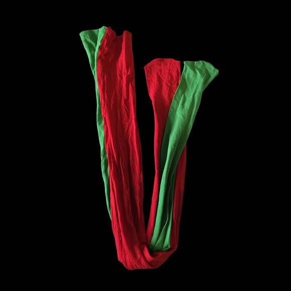 NWOT One Size Fits All Red and Green Women’s Tights - Picture 4 of 4